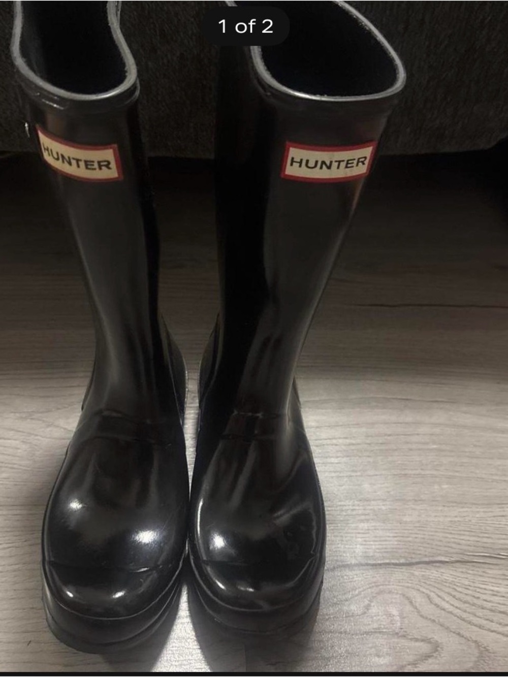 Hunter Black Gloss Tall Wellington Boots